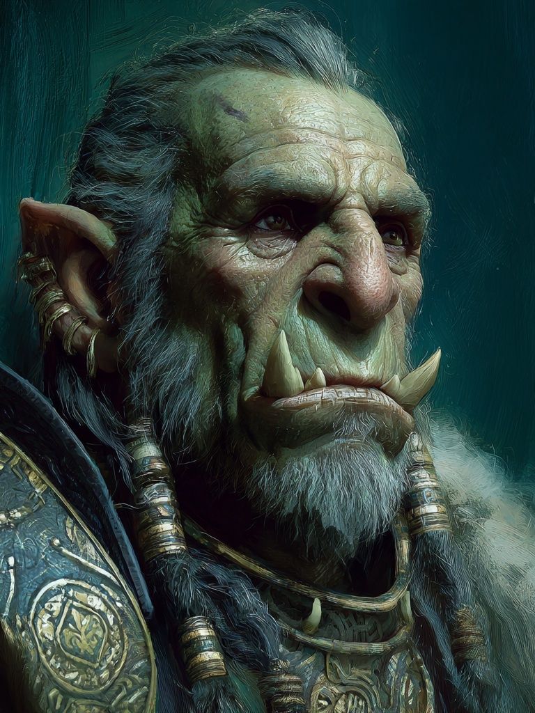 Orc Warrior Fantasy Portrait Print. poster detail