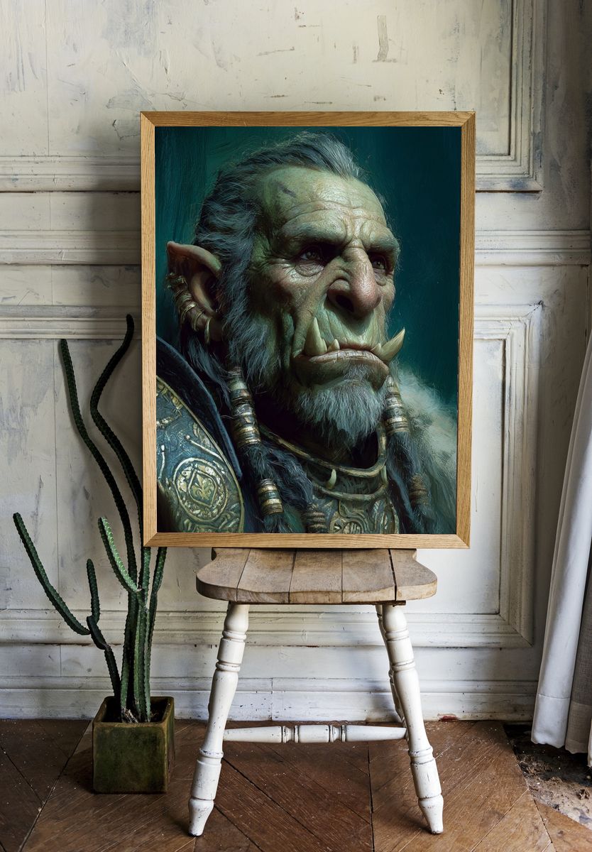 Orc Warrior Fantasy Portrait Print. — room view 1