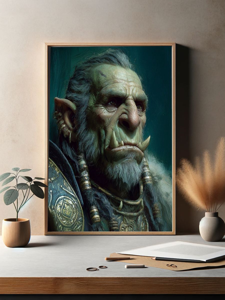 Orc Warrior Fantasy Portrait Print. — room view 2