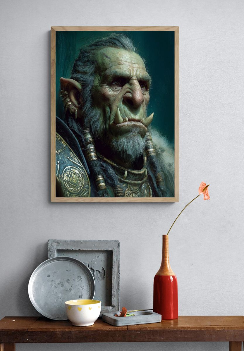Orc Warrior Fantasy Portrait Print. — room view 3
