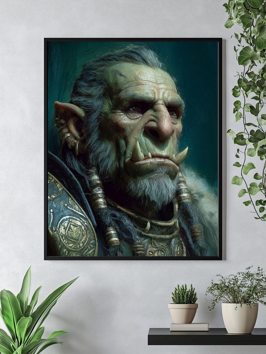 Orc Warrior Fantasy Portrait Print. — room view 4