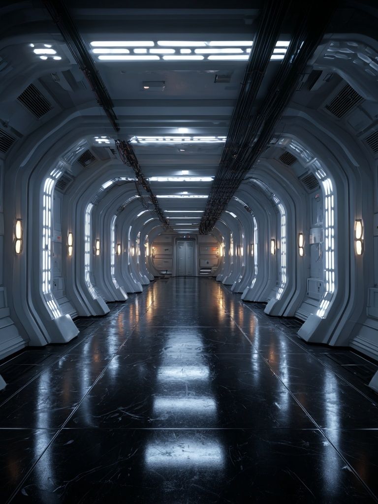 Futuristic Space Corridor Poster. poster — illustration art