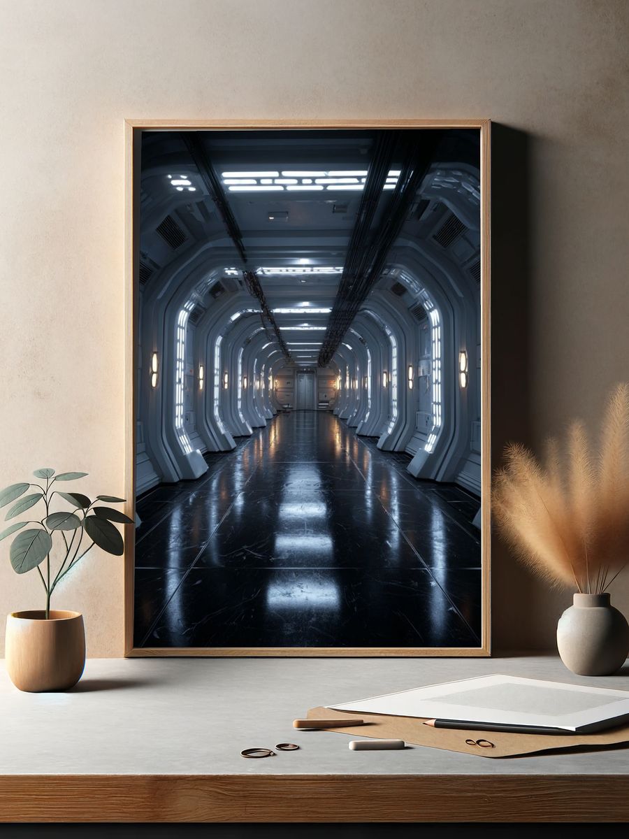 Futuristic Space Corridor Poster. — room view 2