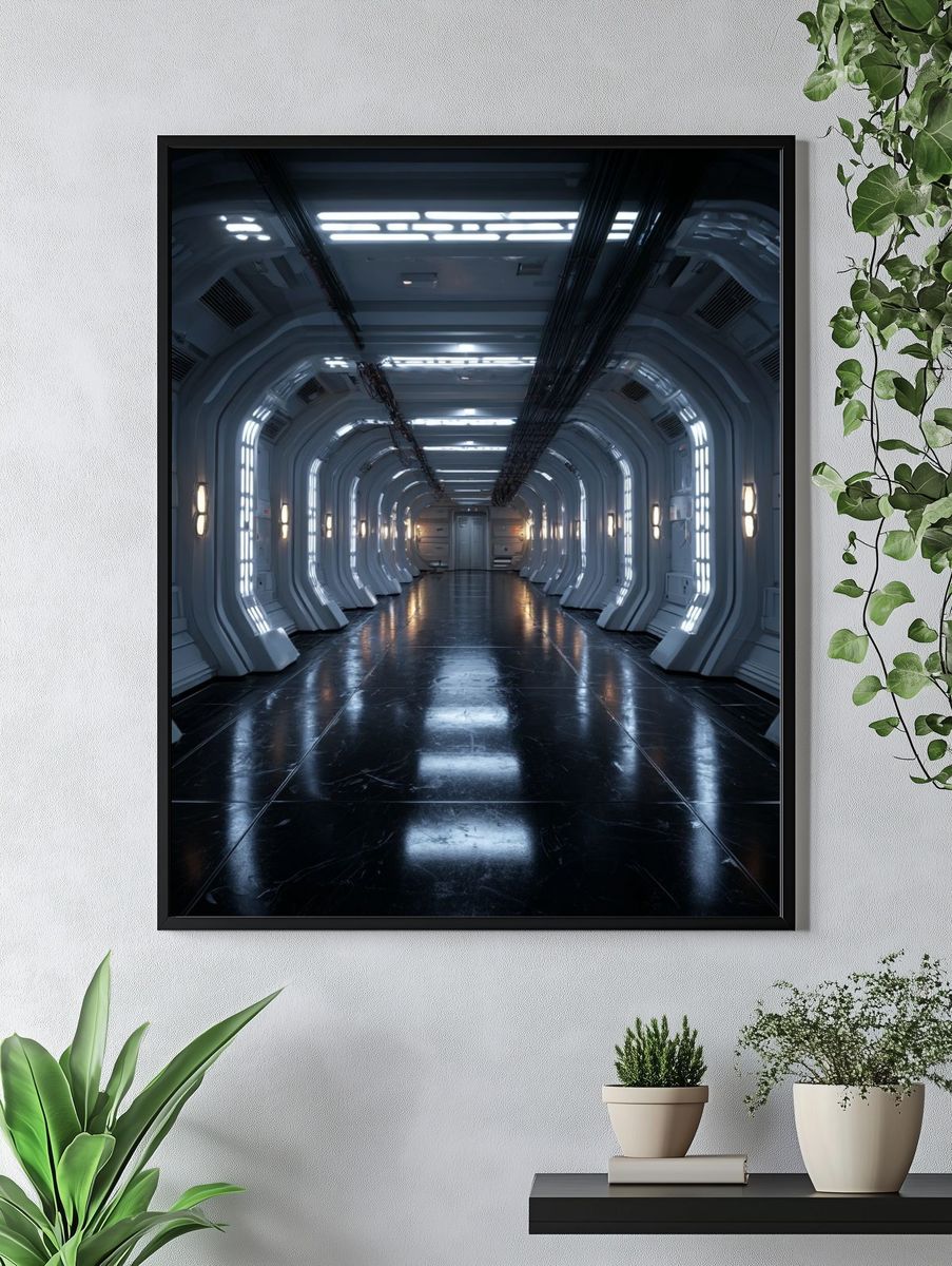 Futuristic Space Corridor Poster. — room view 4