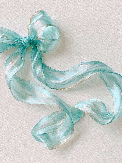 Aqua Ribbon Bow Illustration Poster. poster