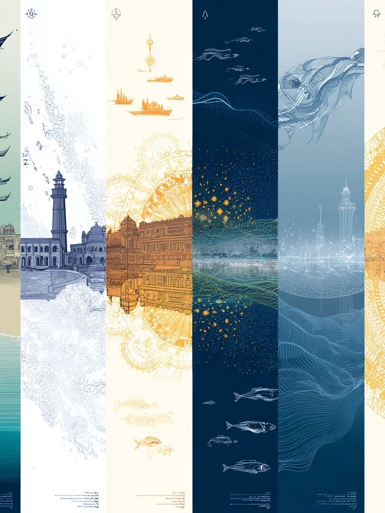 Ocean Cityscape Collage Print. poster detail