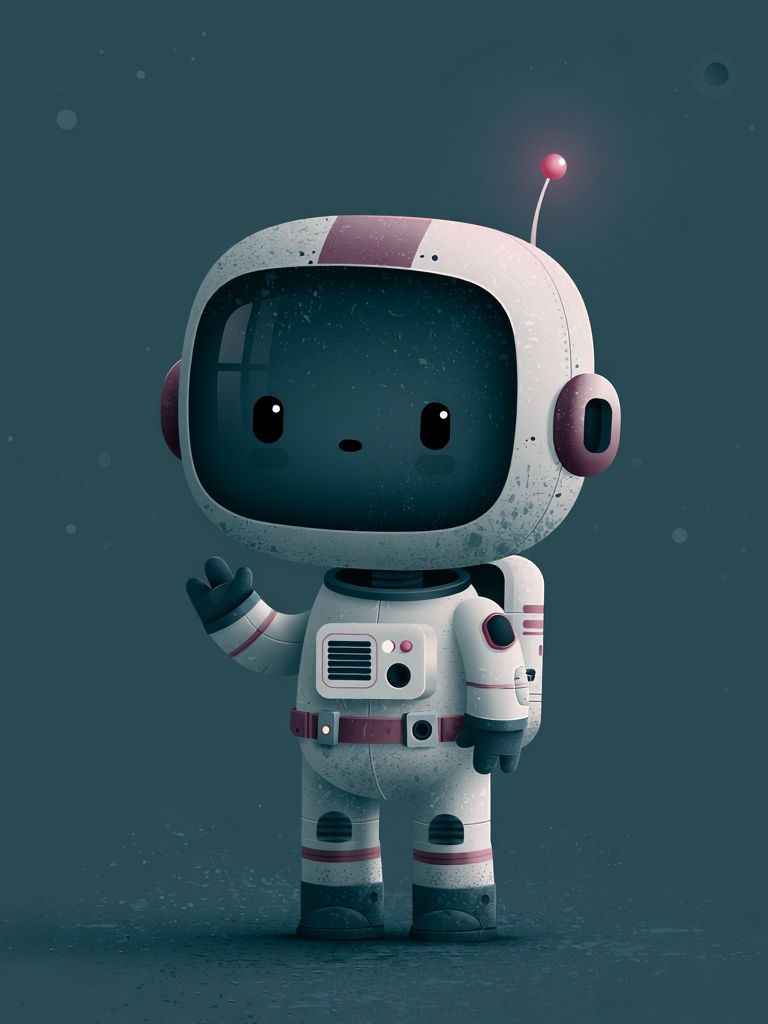 Cute Astronaut Robot Illustration Poster. poster detail