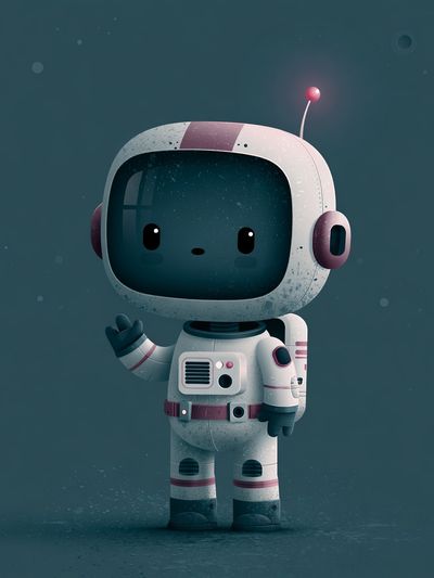 Cute Astronaut Robot Illustration Poster. poster