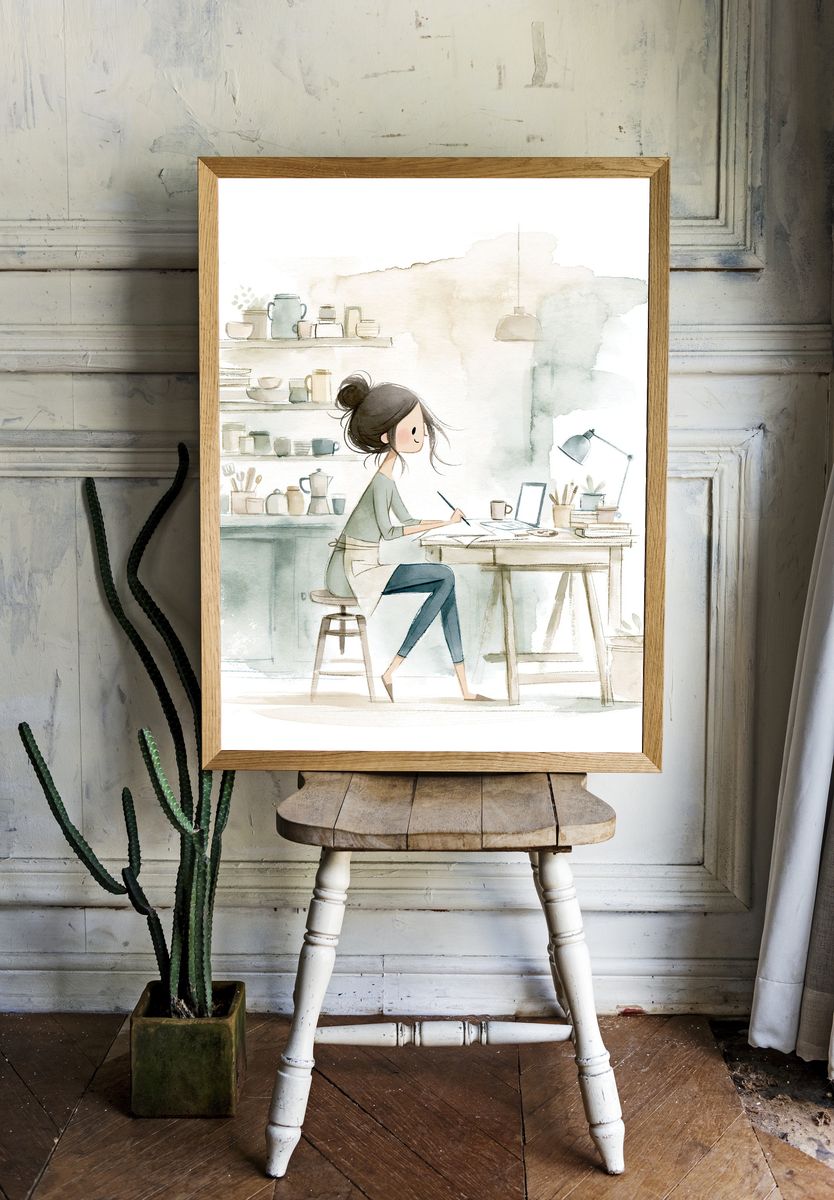 Creative Studio Watercolor Poster. — room view 1