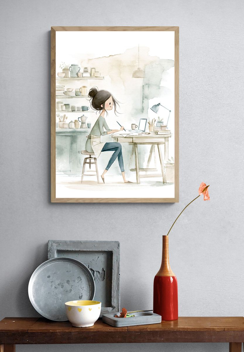 Creative Studio Watercolor Poster. — room view 3