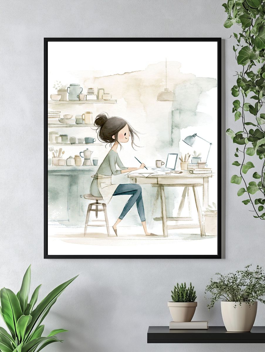 Creative Studio Watercolor Poster. — room view 4