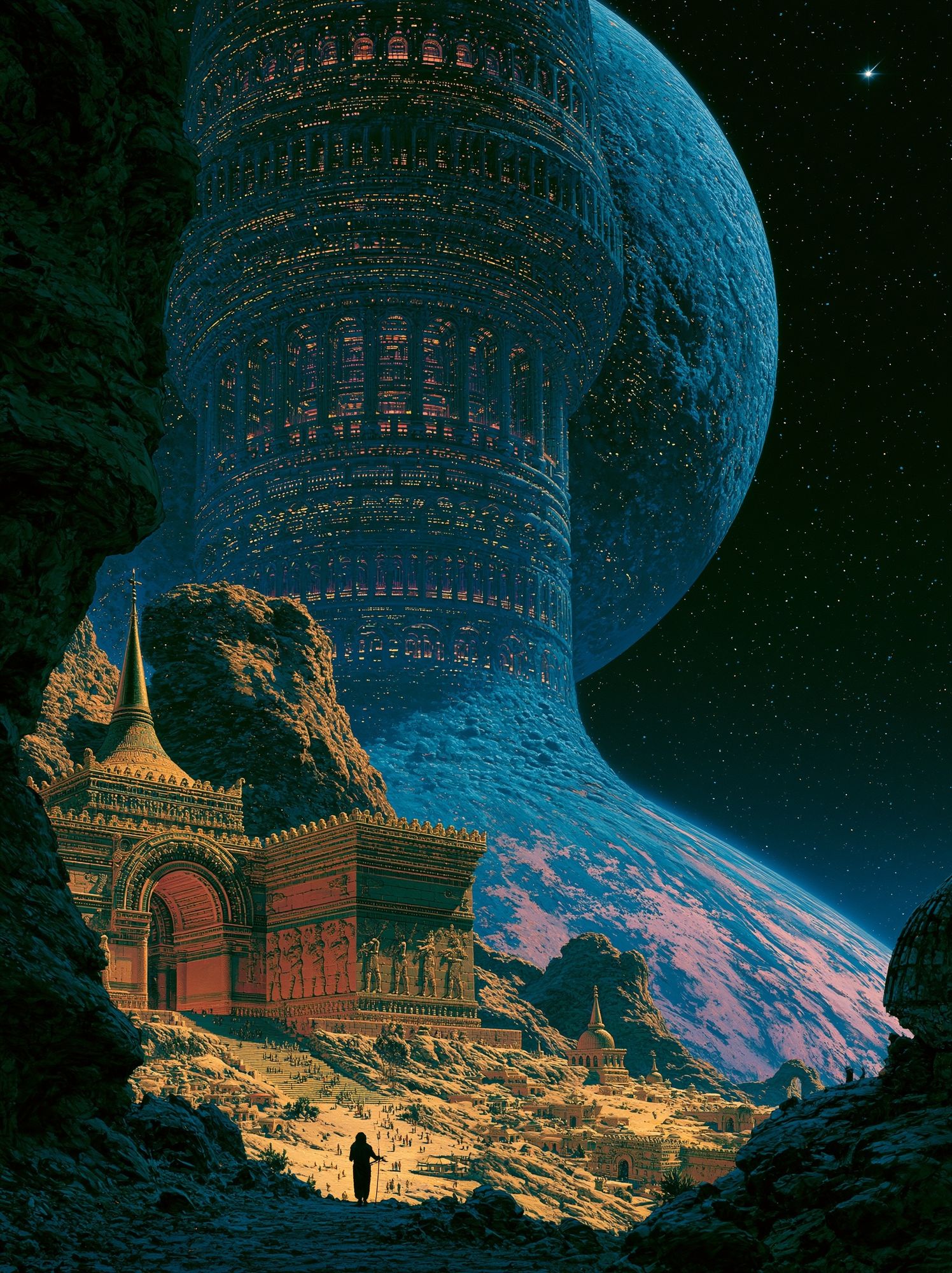 Cosmic Temple City Sci-Fi Poster. poster detail