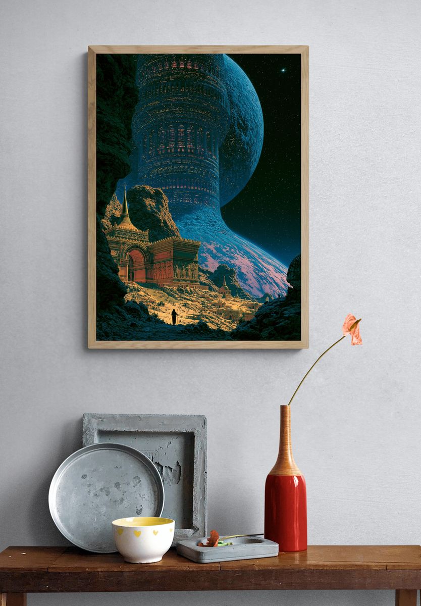 Cosmic Temple City Sci-Fi Poster. — room view 3