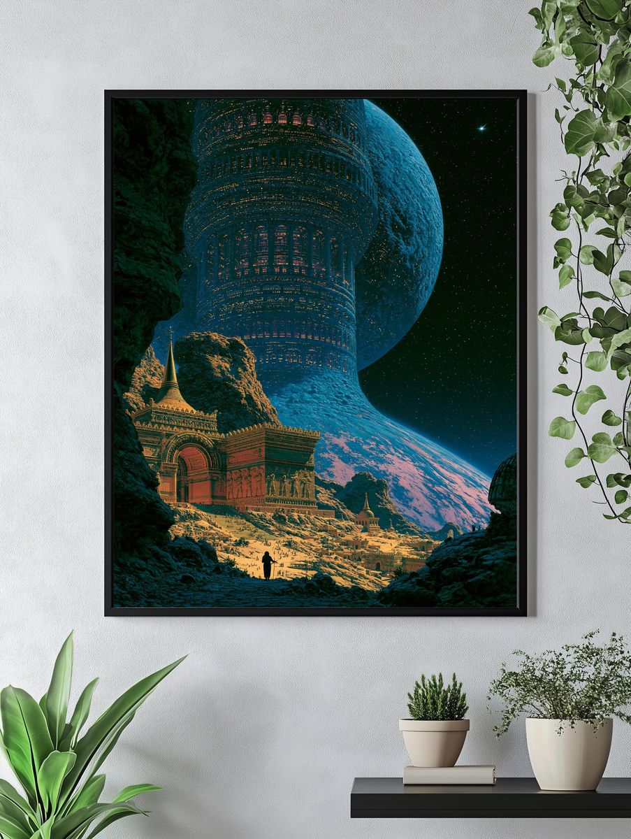 Cosmic Temple City Sci-Fi Poster. — room view 4