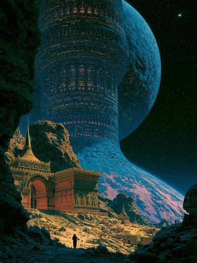 Cosmic Temple City Sci-Fi Poster. poster print