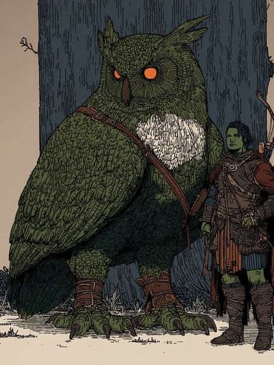 Owl and Archer Fantasy Illustration Poster. poster