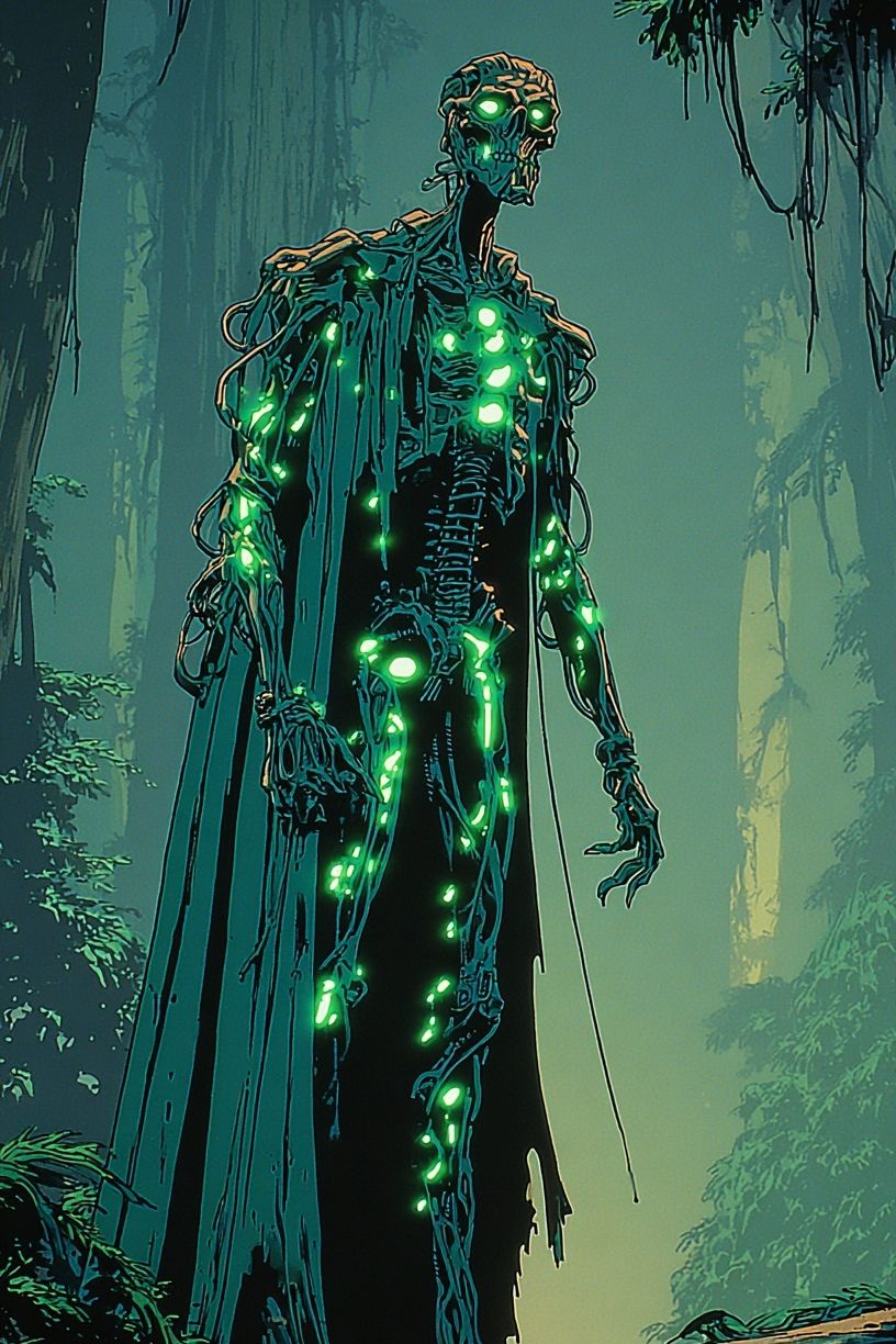 Glowing Forest Skeleton Digital Art Poster. poster detail