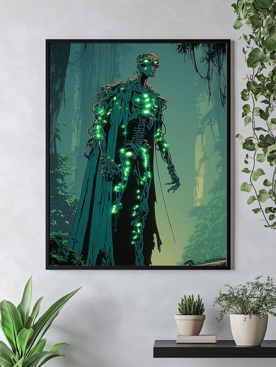 Glowing Forest Skeleton Digital Art Poster. — room view 4