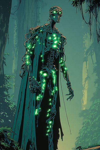 Glowing Forest Skeleton Digital Art Poster. poster