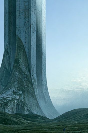 Monolithic Cliffscape — Surreal Print. poster — illustration art