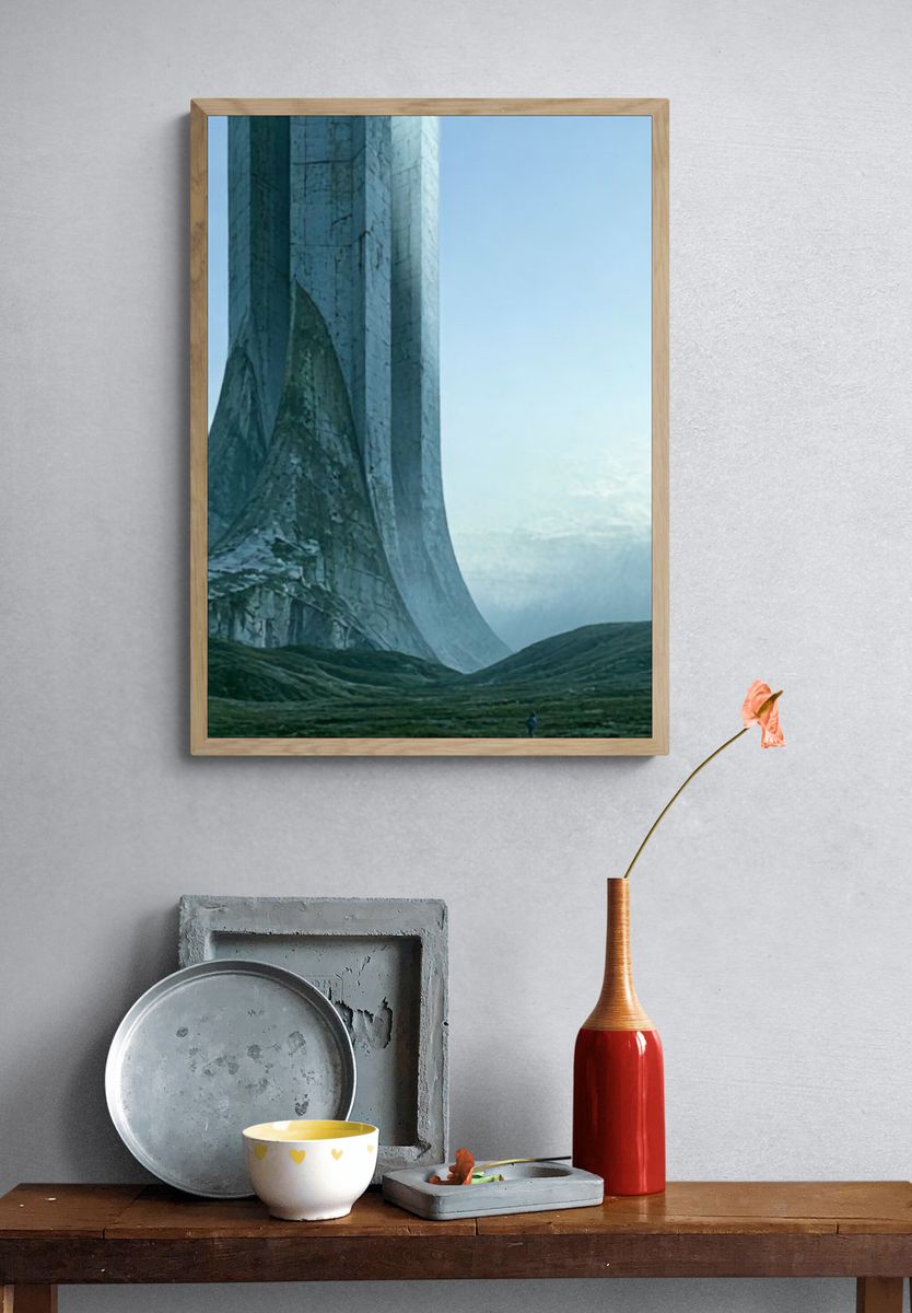 Monolithic Cliffscape — Surreal Print. — room view 3