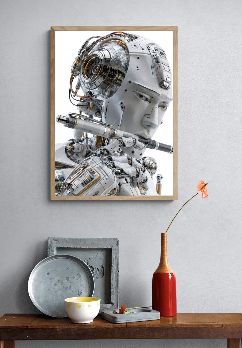 Cybernetic Android Portrait Print. — room view 3