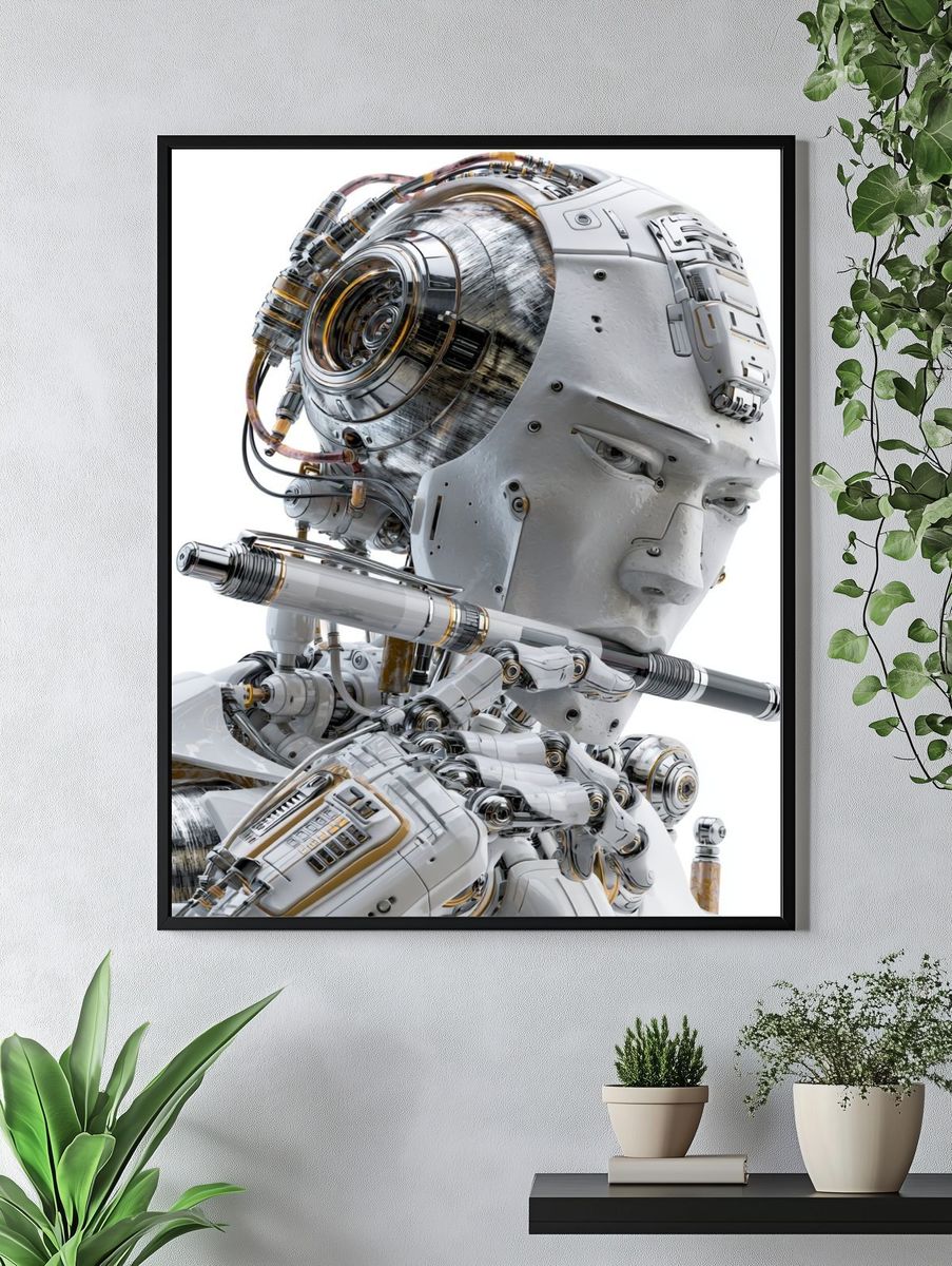 Cybernetic Android Portrait Print. — room view 4