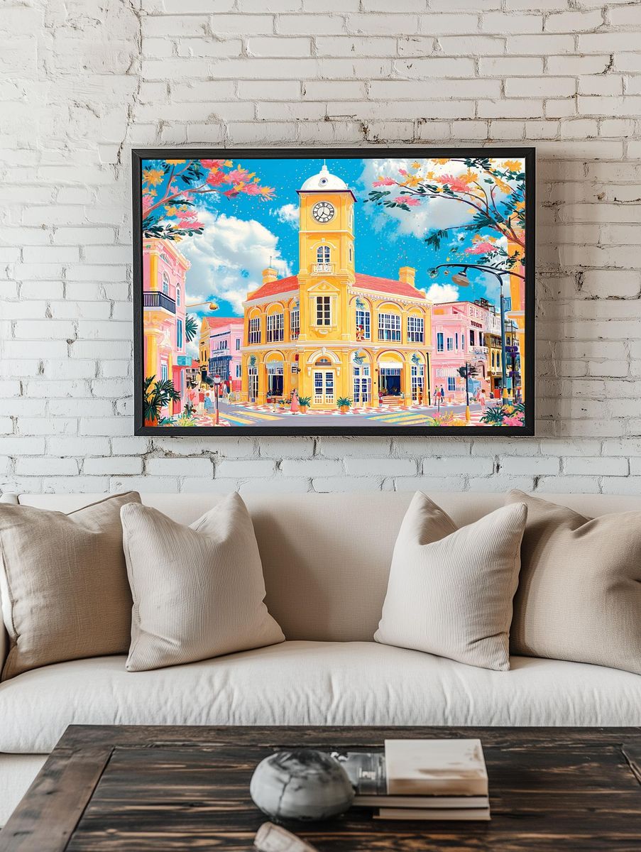 Colorful Tropical Town Hall Poster. — room view 1