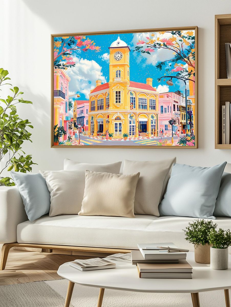 Colorful Tropical Town Hall Poster. — room view 2