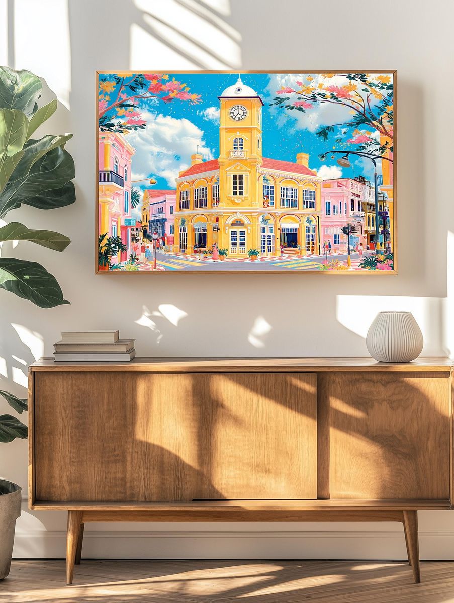 Colorful Tropical Town Hall Poster. — room view 3
