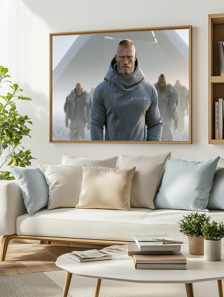 Futuristic Warrior Portrait Print. — room view 2