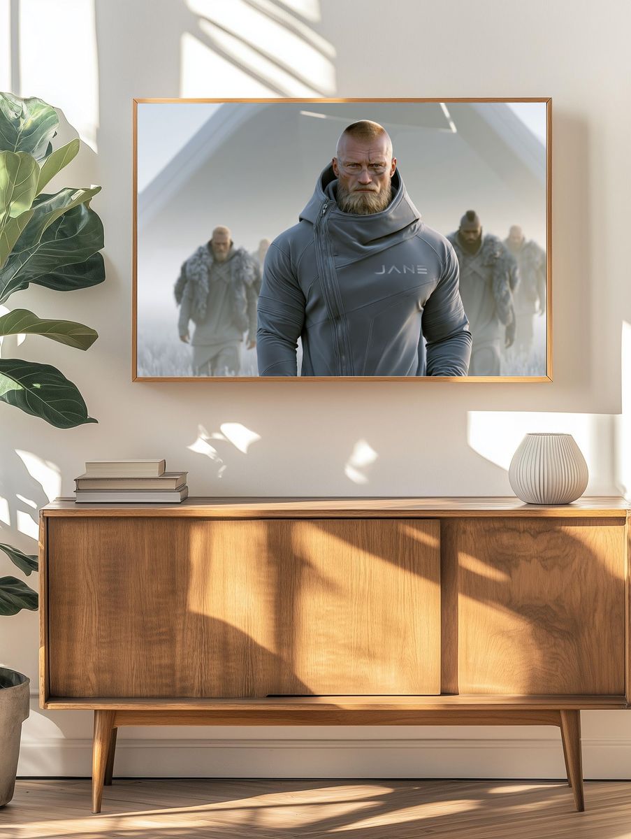 Futuristic Warrior Portrait Print. — room view 3