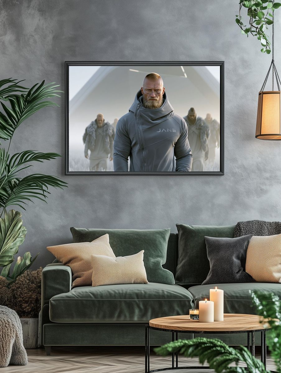 Futuristic Warrior Portrait Print. — room view 4