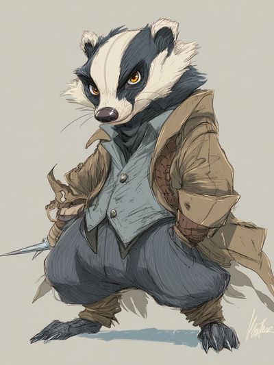 Badger Warrior Illustration Poster. poster