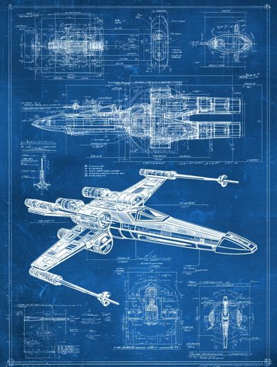 X-Wing Blueprint Sci-Fi Print. poster print