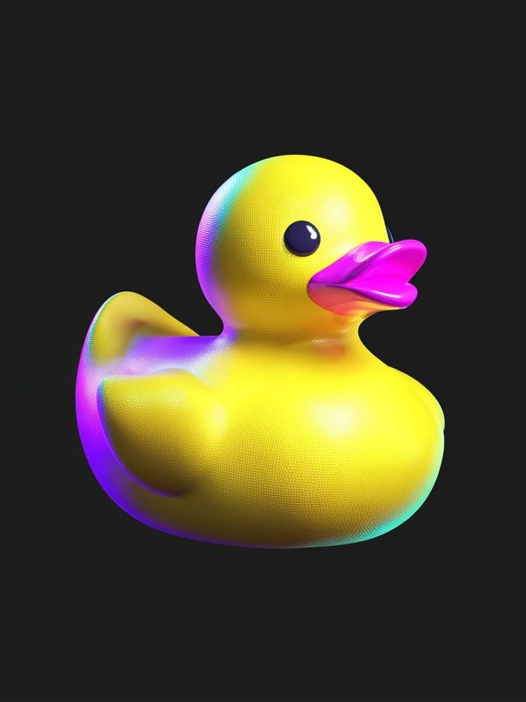 Neon Rubber Duck Abstract Print. poster — illustration art