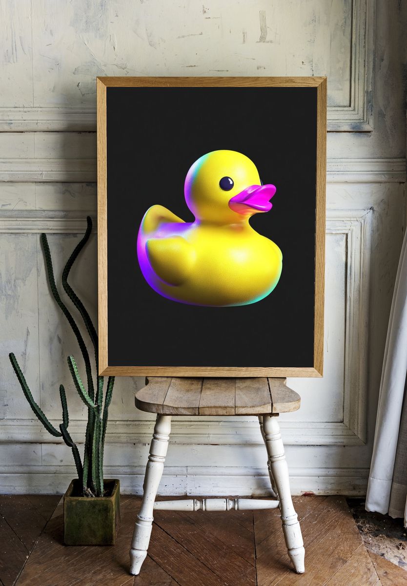 Neon Rubber Duck Abstract Print. — room view 1