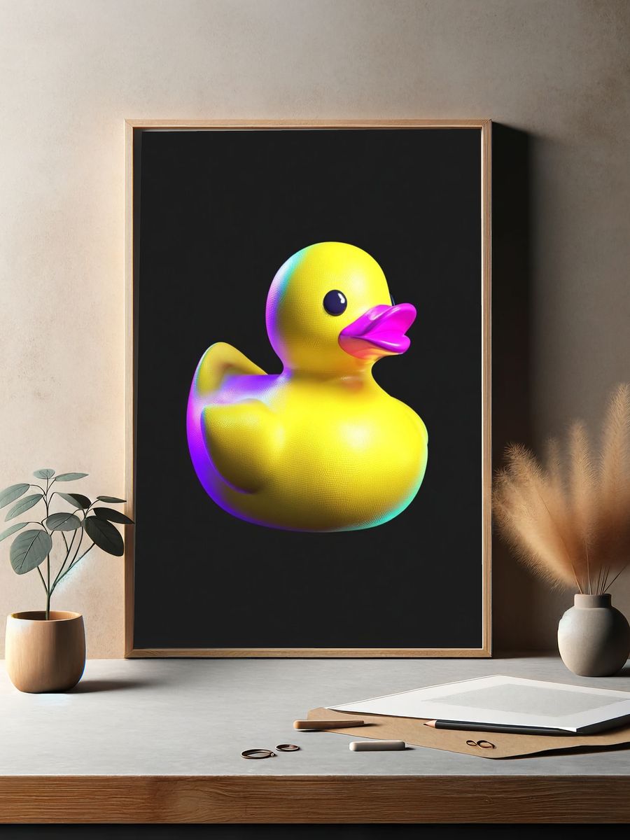 Neon Rubber Duck Abstract Print. — room view 2