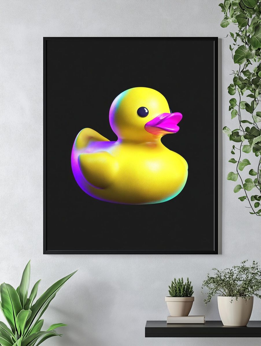 Neon Rubber Duck Abstract Print. — room view 4