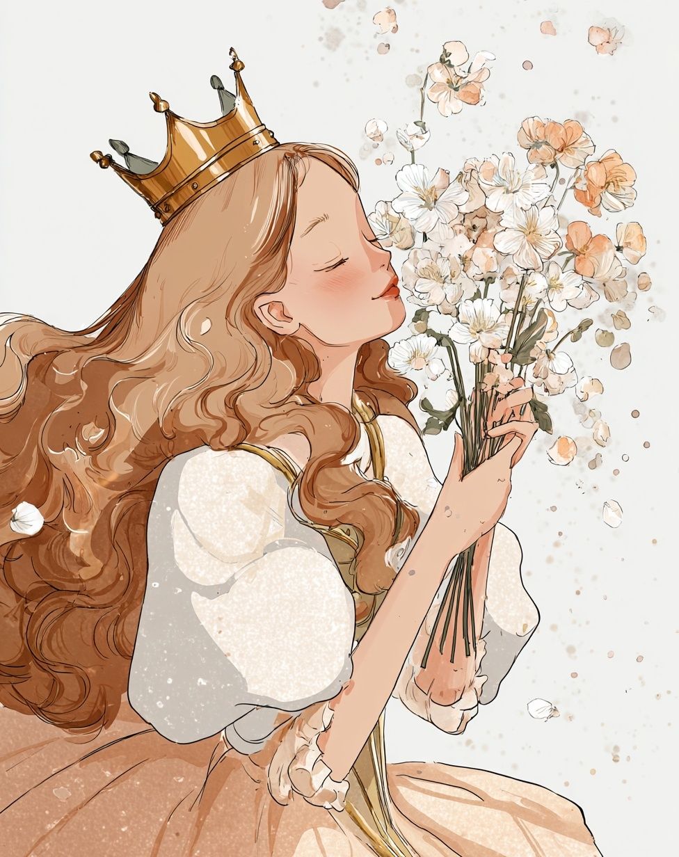 Flower Crown Princess Illustration Poster. poster detail