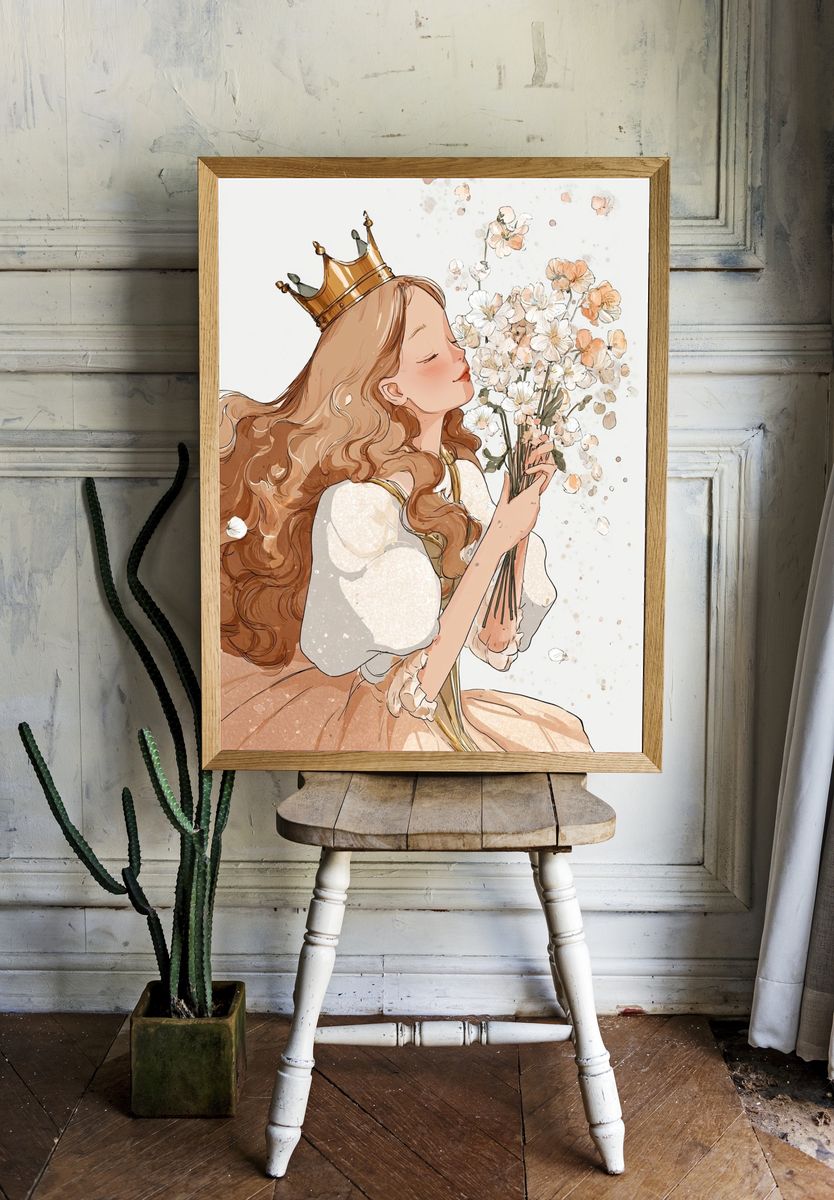 Flower Crown Princess Illustration Poster. — room view 1