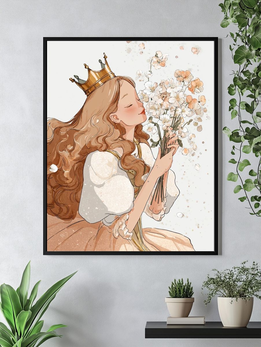 Flower Crown Princess Illustration Poster. — room view 4