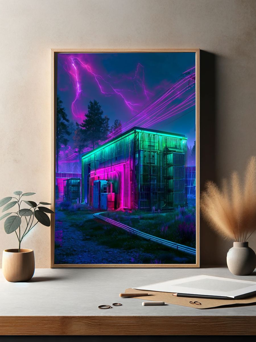 Neon Storm Power Station Poster. — room view 2