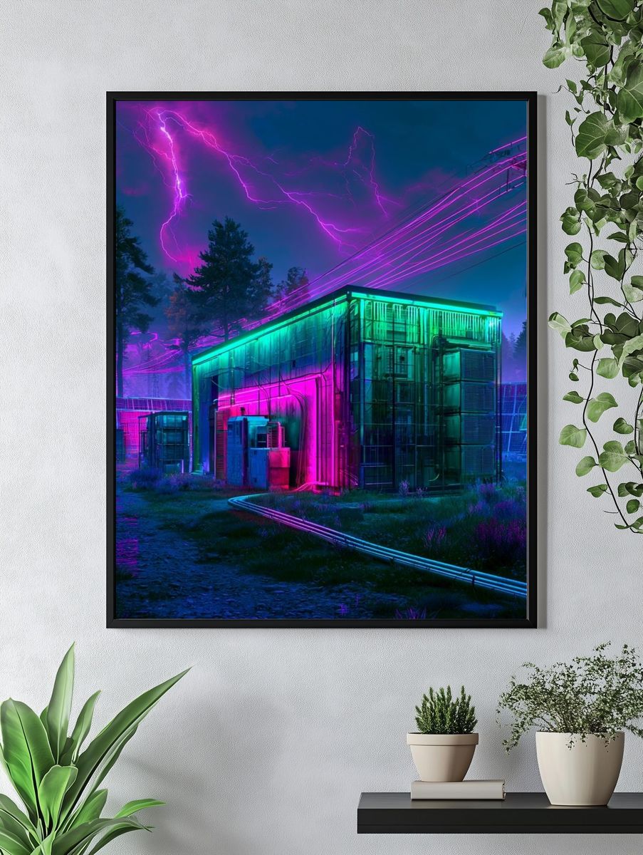 Neon Storm Power Station Poster. — room view 4