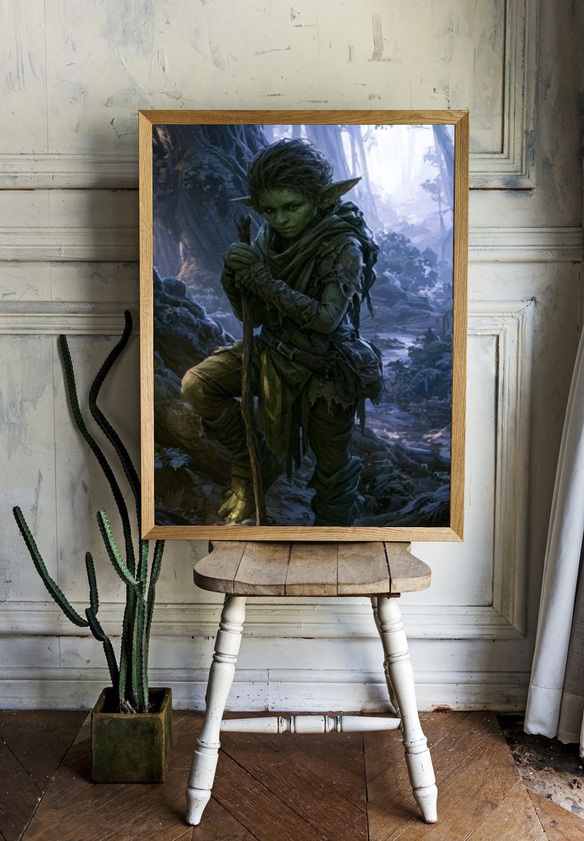 Forest Goblin Fantasy Illustration Poster. — room view 1