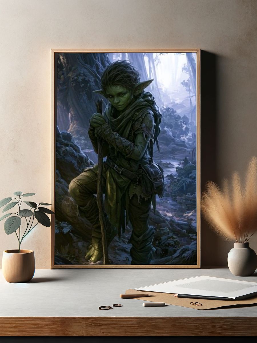 Forest Goblin Fantasy Illustration Poster. — room view 2