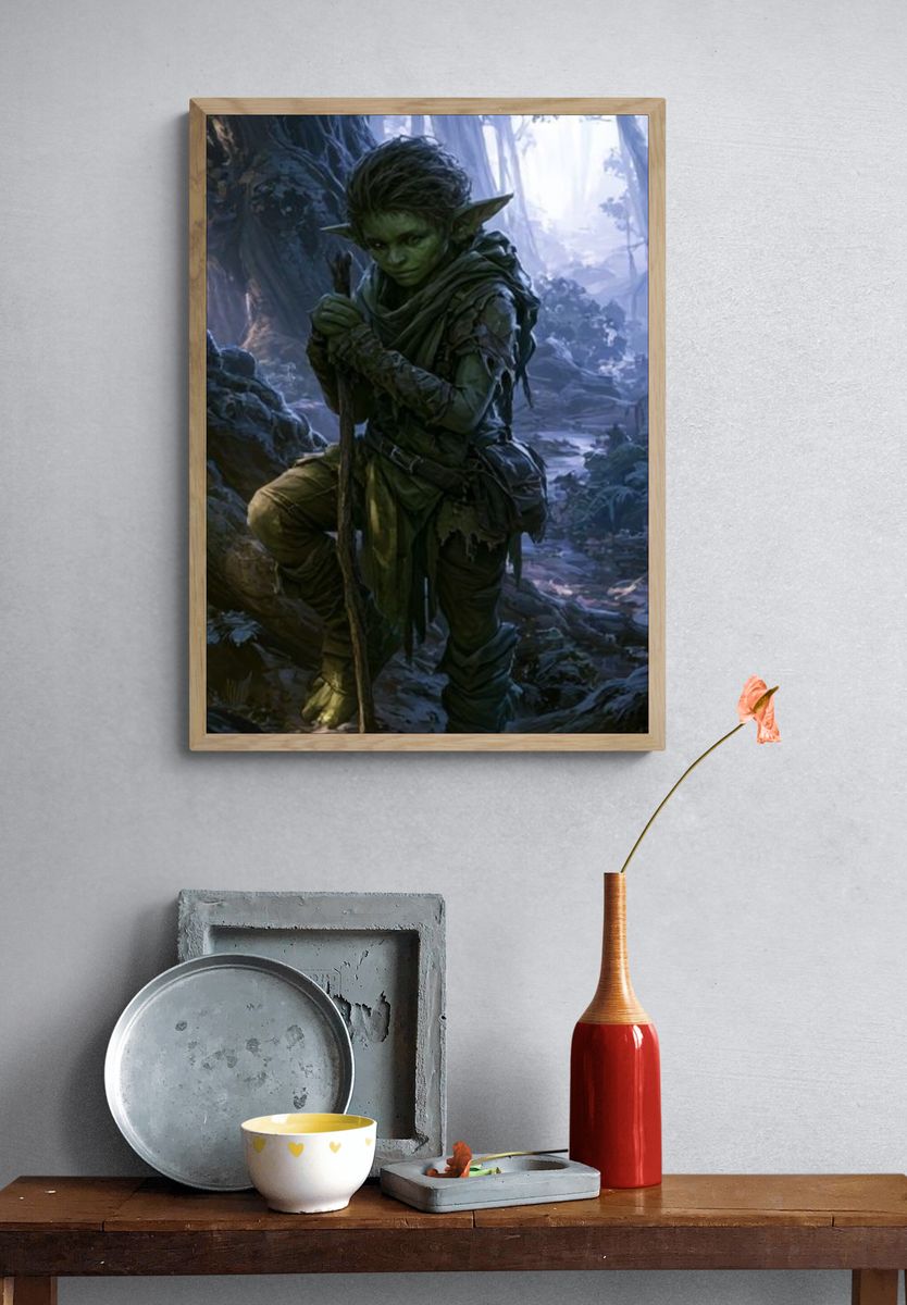 Forest Goblin Fantasy Illustration Poster. — room view 3
