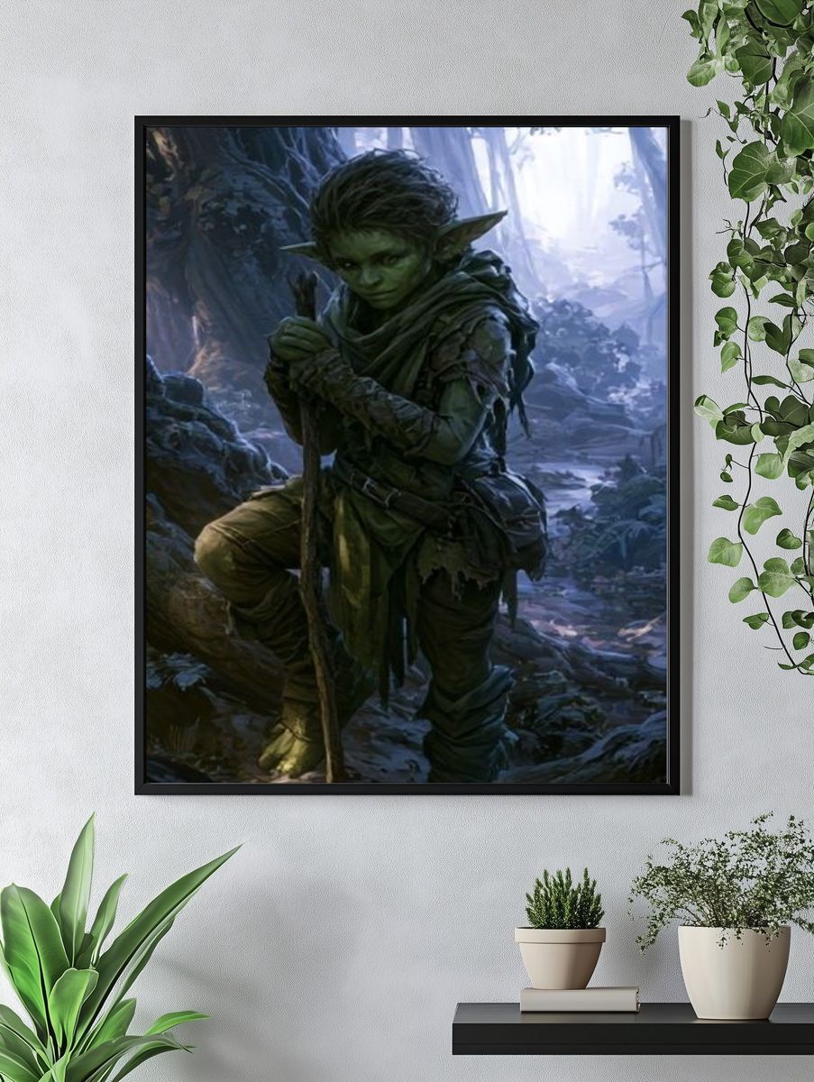 Forest Goblin Fantasy Illustration Poster. — room view 4