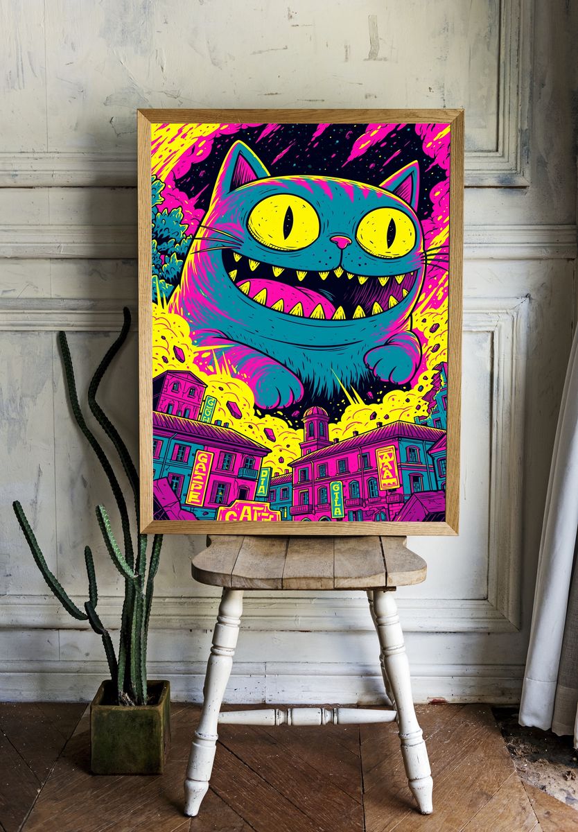 Pixel Guitar Girl Illustration Poster. — room view 1