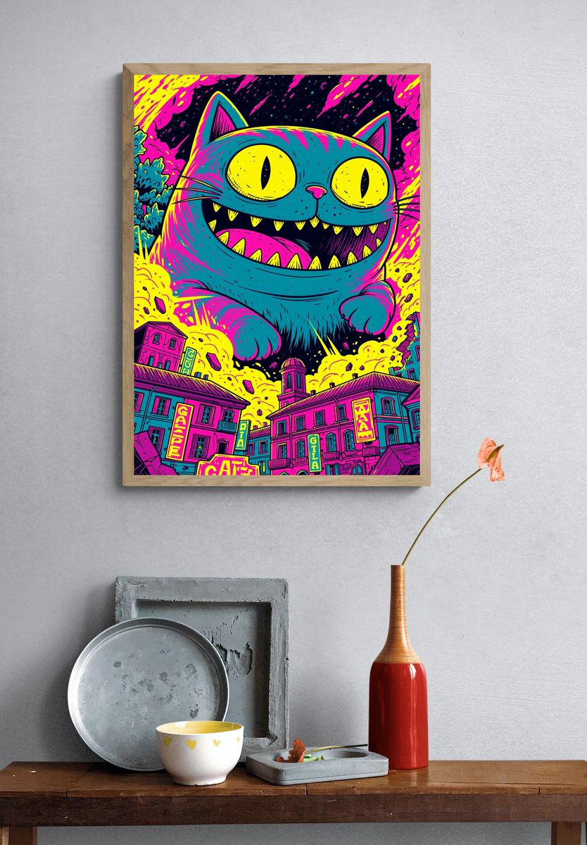 Pixel Guitar Girl Illustration Poster. — room view 3